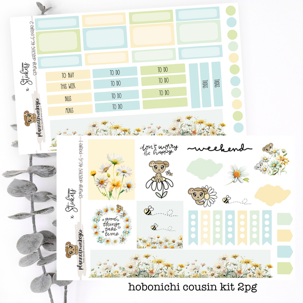 HC.5 | Hobonichi Cousin Weekly 2Pg Kit ' Spring Daisies ' (PMC X KDMAKES)