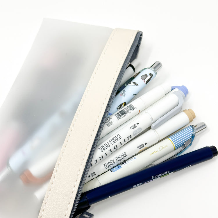 Minimal Beige Frosted Pencil Pouch