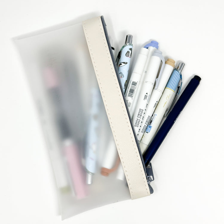 Minimal Beige Frosted Pencil Pouch