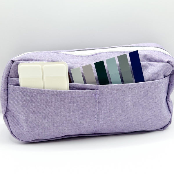 Purple Canvas Pencil Pouch With Front Pockets