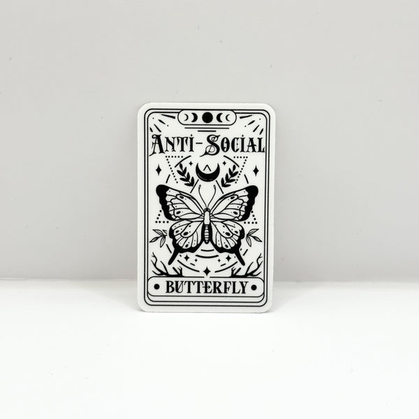 Anti Social Butterfly Tarot Vinyl Die Cut Sticker | Matte