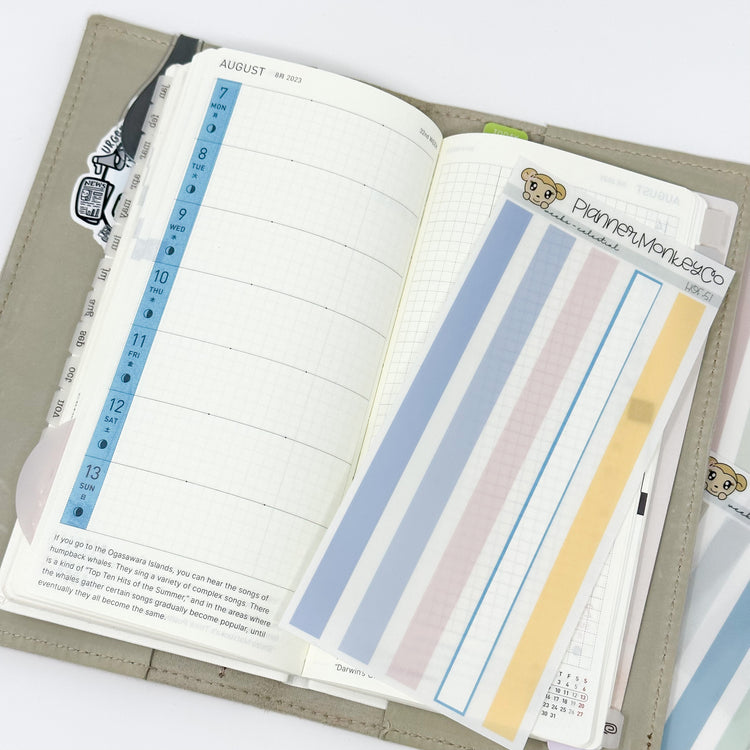 HOF.44 | Hobonichi Weeks Date Cover Colour Strips ' Beachy ' (Transparent)