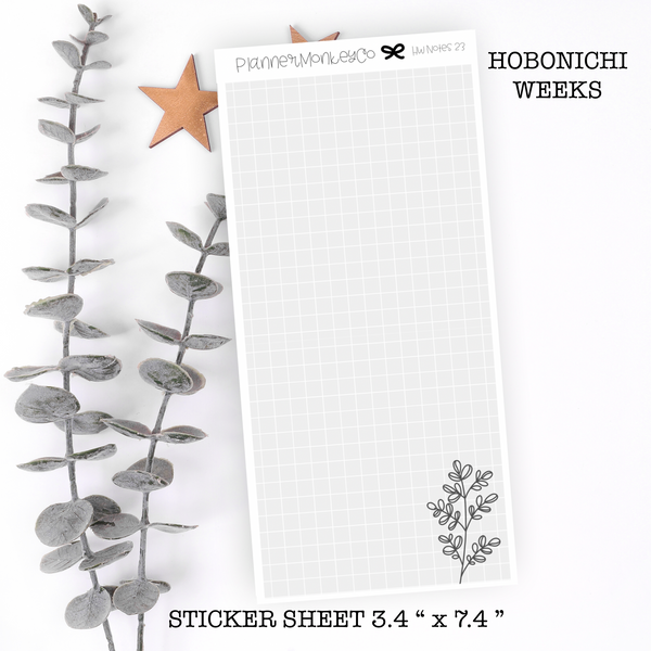 HWNOTES23 | Hobonichi Weeks " Freely Noted Floral Grid Note" Large Sticker