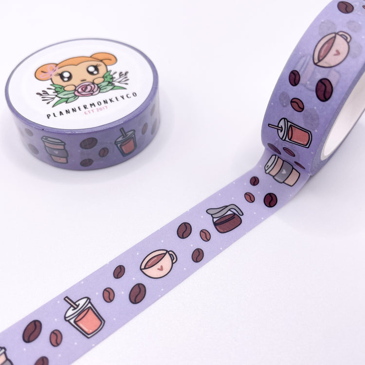 Coffee Lover 3.0 Purple Washi Tape | 15mm