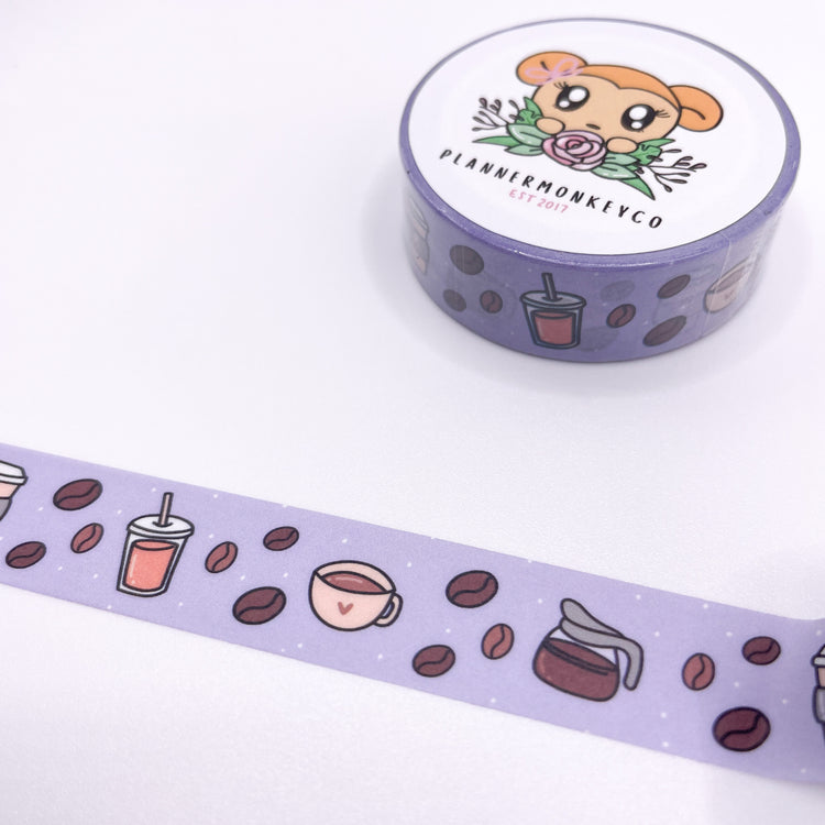Coffee Lover 3.0 Purple Washi Tape | 15mm