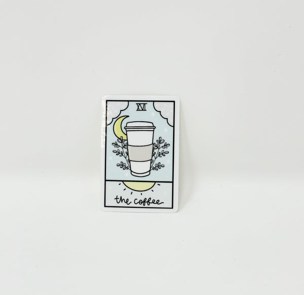 ' The Coffee ' Tarot Vinyl Die Cut Sticker | Glossy White