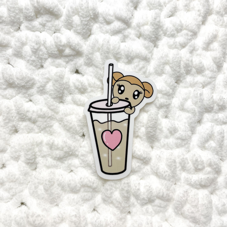 Macy Love's Iced coffee Vinyl Die Cut Sticker | Glossy