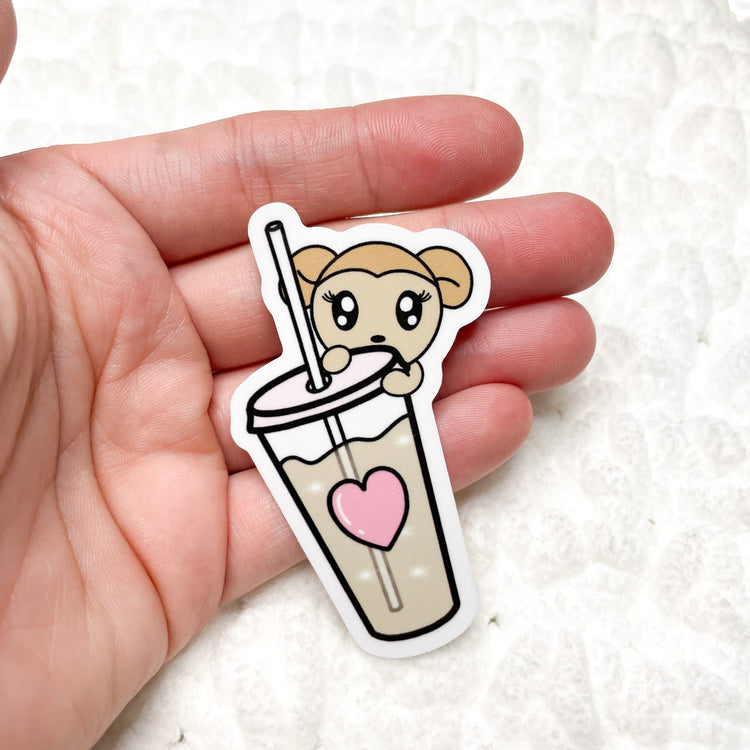 Macy Love's Iced coffee Vinyl Die Cut Sticker | Glossy