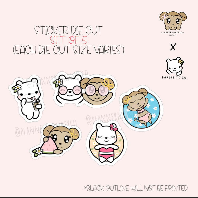 PSC | Summer Fun Die Cut Sticker SET of 5 (PMC X PBC)