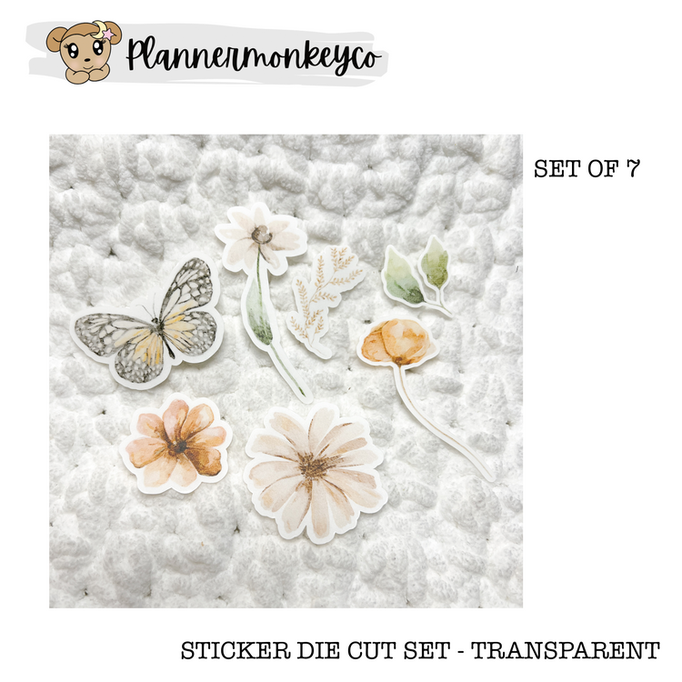 Tiny Bloom Die Cut Set (7 PC) transparent sticker paper