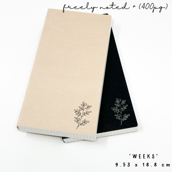 ' Weeks '  Freely Noted + (400pg) | 52 gsm Tomoe River Paper Notebook (No Monthly Calendars)