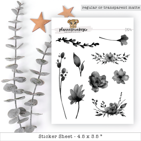 a sheet of paper with flowers and stars on it