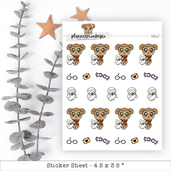 a sticker sheet with a teddy bear on it