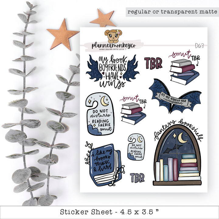 a sticker sheet with a bunch of books on it