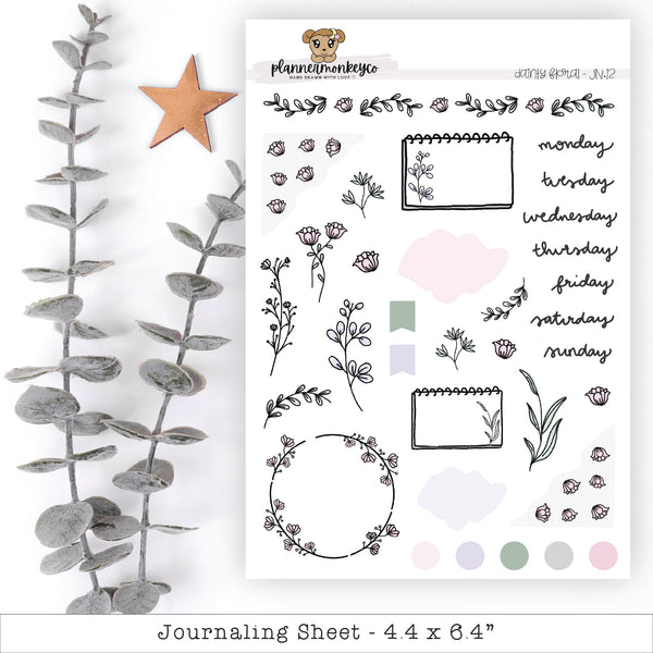 a sheet of stickers with a plant and a star
