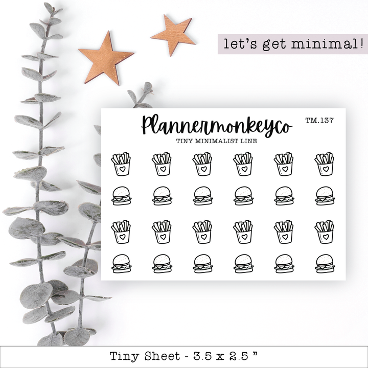 a planner sticker with a picture of a hamburger and fries