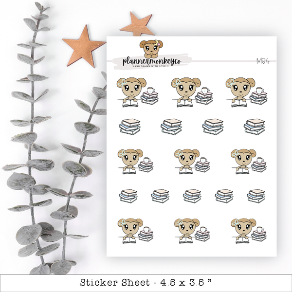 a sticker sheet with a bear and a cup of coffee