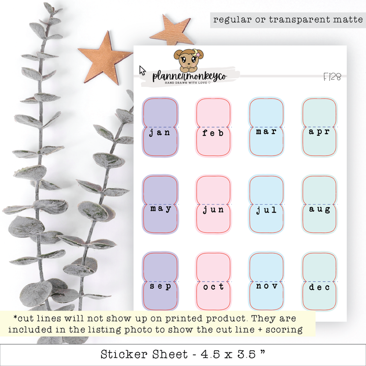 a sheet of stickers with a plant and stars