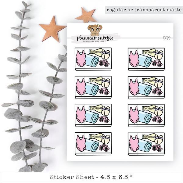 a sheet of stickers with a picture of a camera