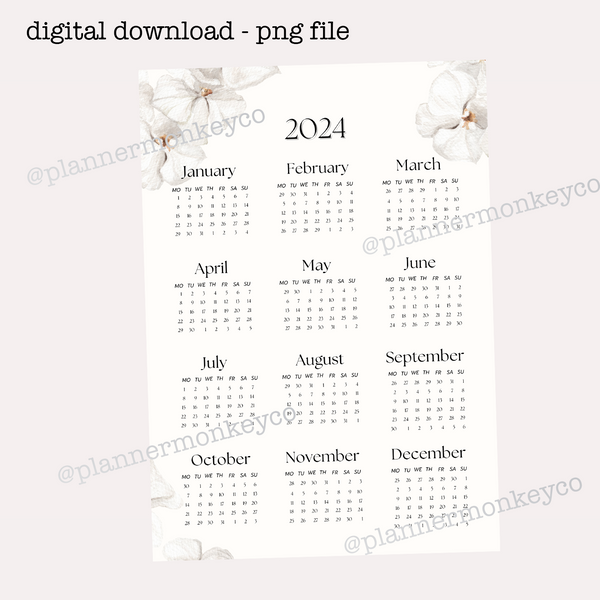 2024 Orchid Year At A Glance | DIGITAL DOWNLOAD