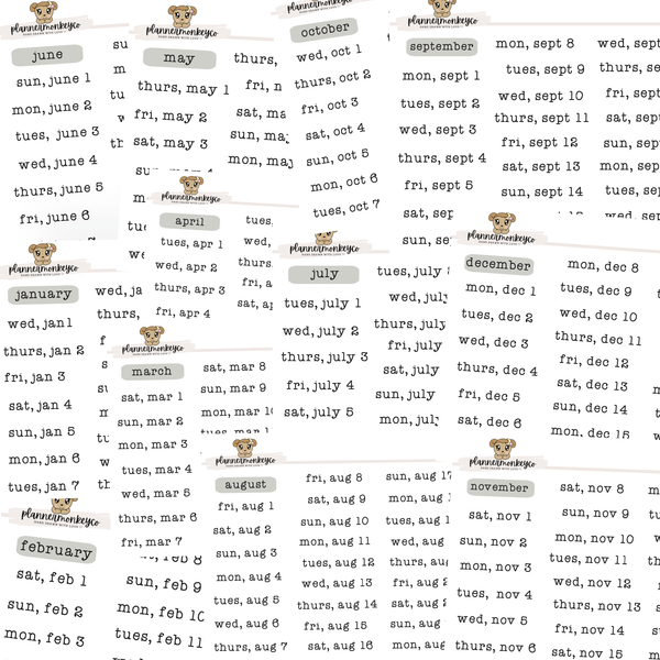 2025 Typewriter Dailies (Days Written Out) Stickers