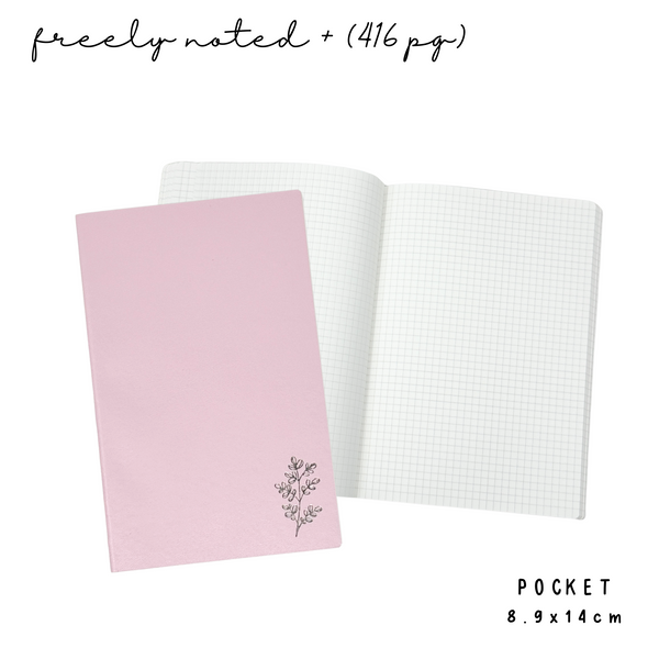 Pocket | Pink Freely Noted + (416pg) | 52 gsm Tomoe River Paper Notebook (No Monthly Calendars)