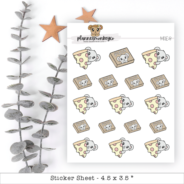 a sticker sheet with a sticker of a piece of cheese