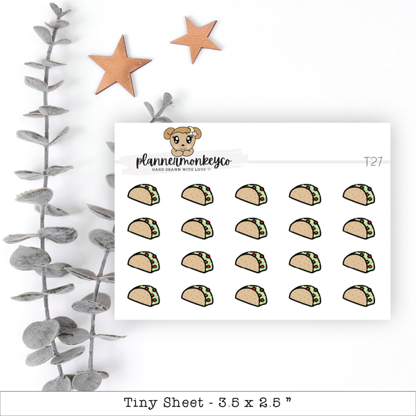 a sticker with a picture of a taco with a bear on it