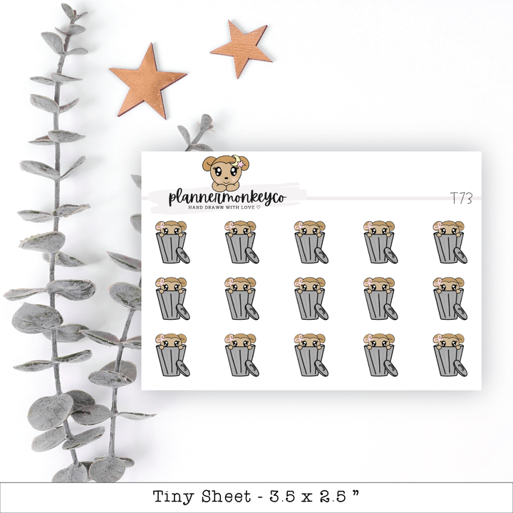 a sheet of stickers with a teddy bear on it