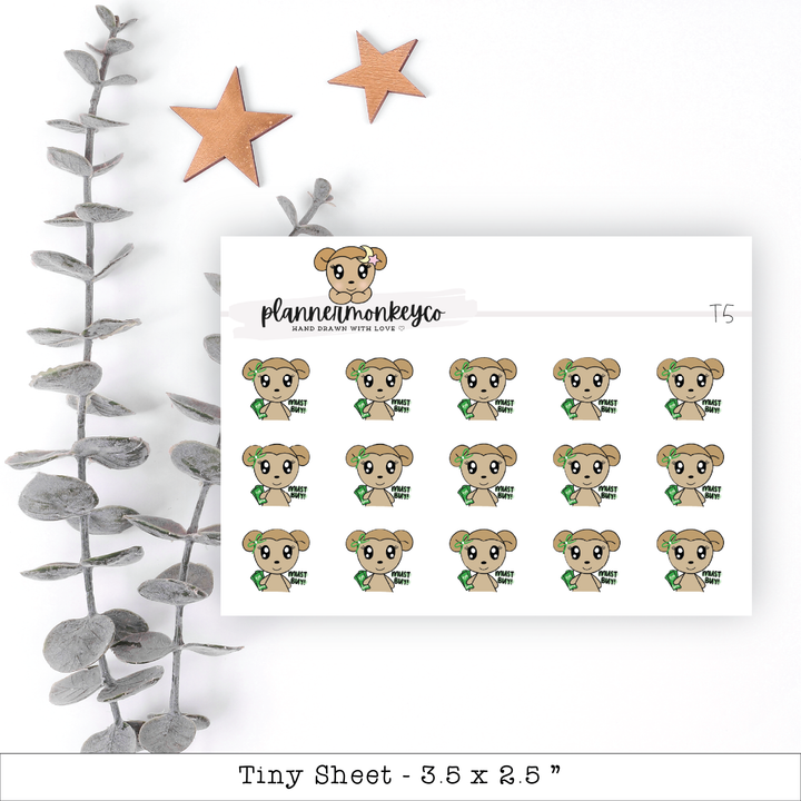 a sheet of stickers with a koala bear on it