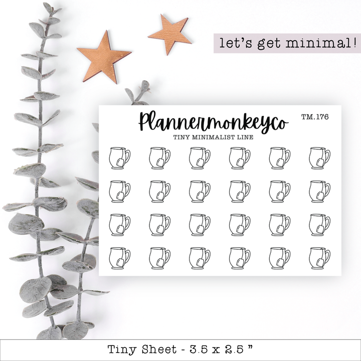 a planner sheet with coffee mugs and stars on it