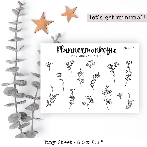 a sheet of paper with a plant and stars on it