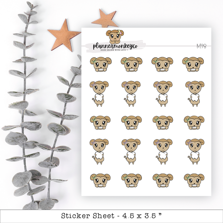 a sheet of stickers with a picture of a bear