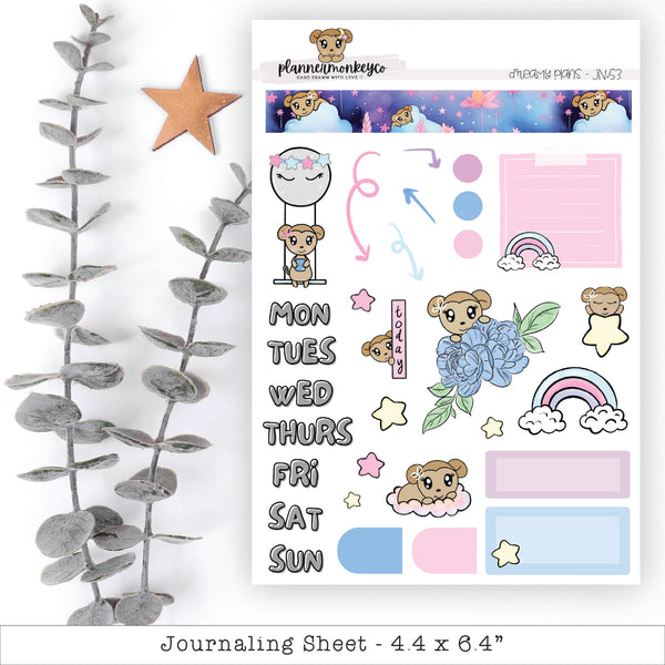 a sticker sheet with a picture of a bear and a rainbow