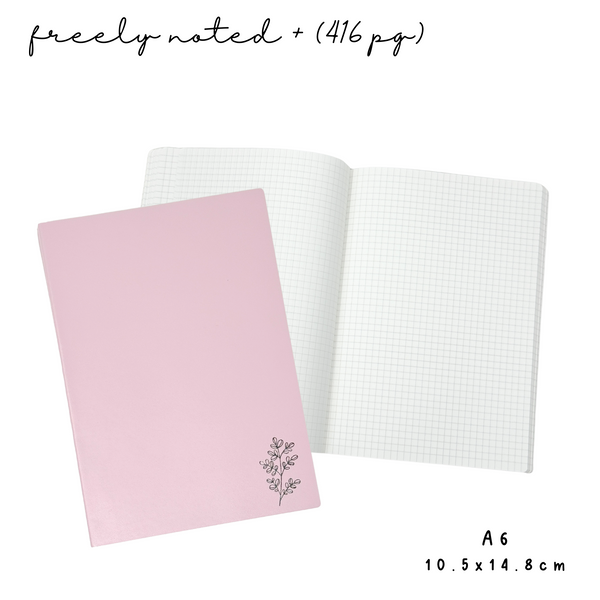 A6 | Pink Freely Noted + (416pg) | 52 gsm Tomoe River Paper Notebook (No Monthly Calendars)
