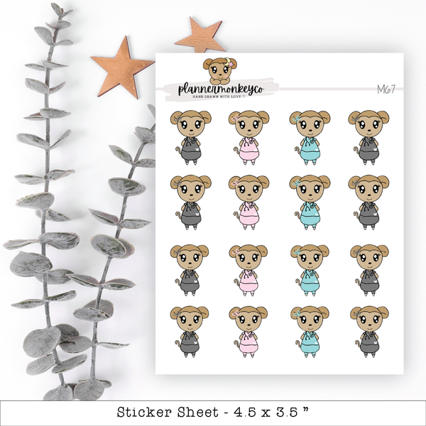a sheet of stickers with a teddy bear