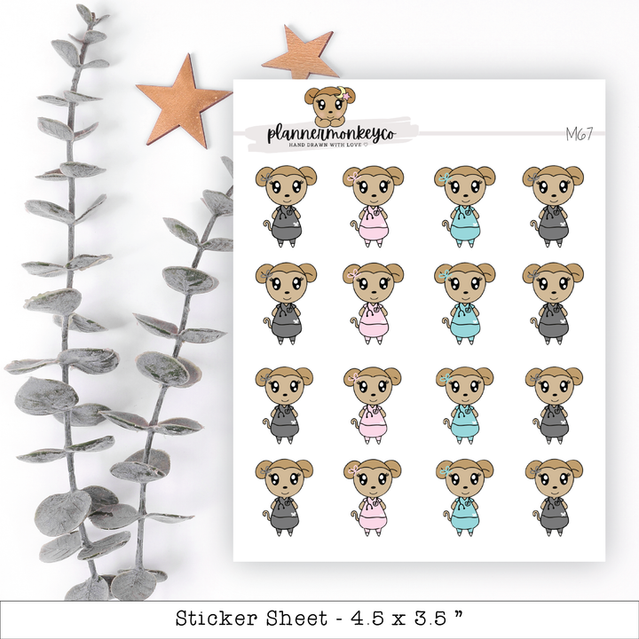 a sheet of stickers with a teddy bear