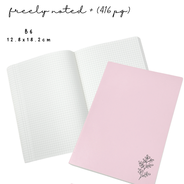 B6 | Pink Freely Noted + (416pg) | 52 gsm Tomoe River Paper Notebook (No Monthly Calendars)