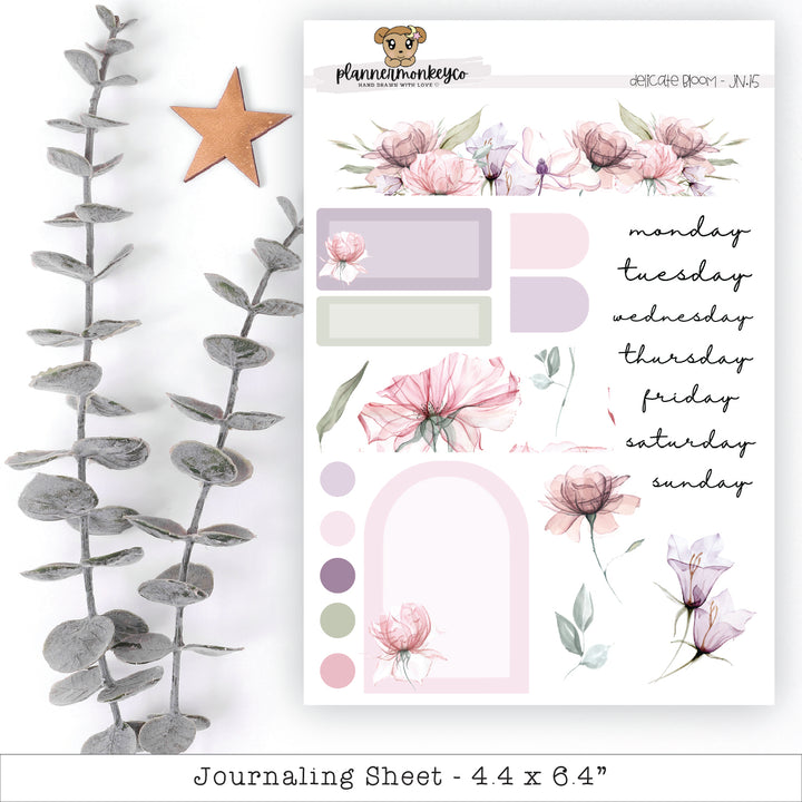 a sticker sheet with flowers and a star