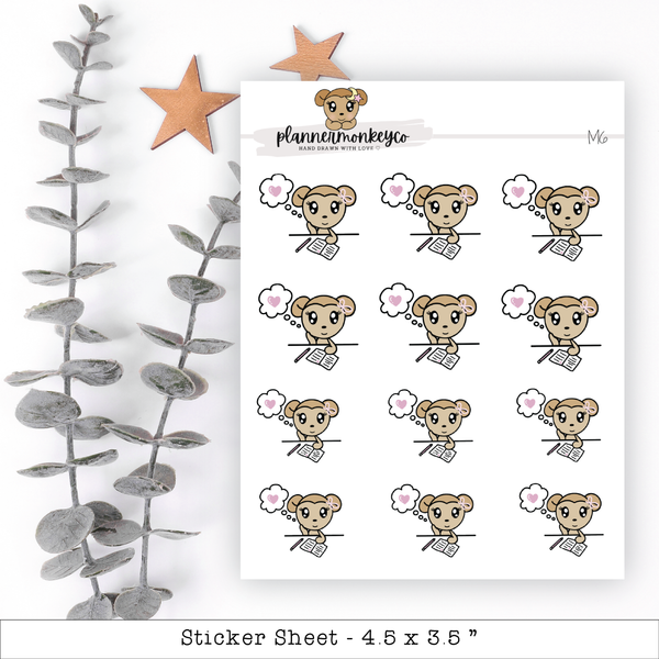 a sticker sheet with a cartoon bear on it