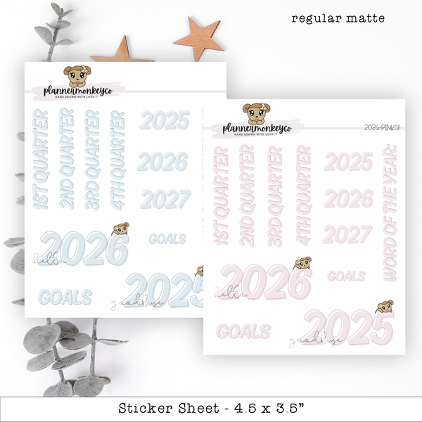 2026 Yearly Planning Sheet (Pink or Blue Pastel)