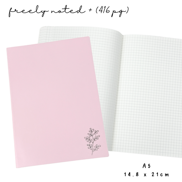 A5 | Pink Freely Noted + (416pg) | 52 gsm Tomoe River Paper Notebook (No Monthly Calendars)