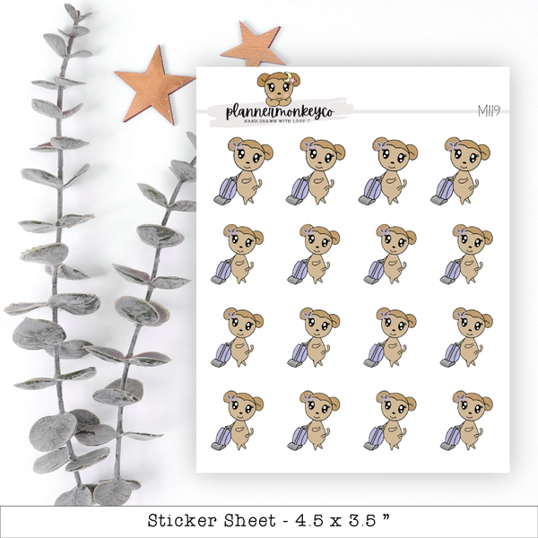 a sheet of stickers with a teddy bear on it