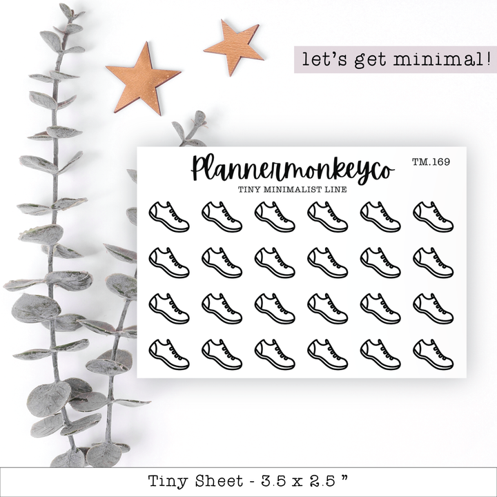 a sheet of stickers with a picture of a pair of shoes