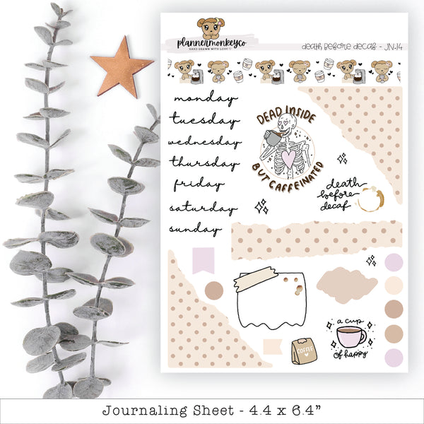 a sticker sheet with a plant next to it