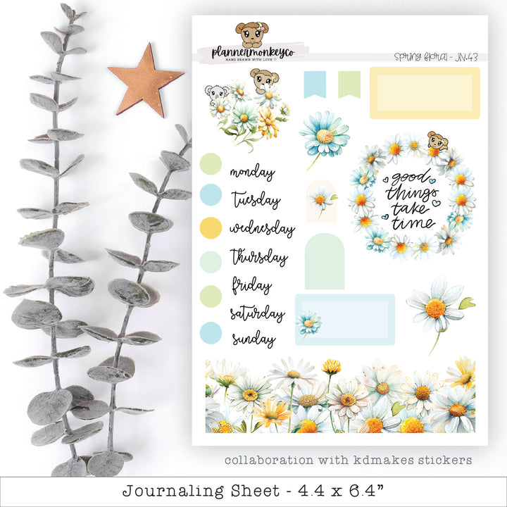 a sheet of stickers with flowers and a star