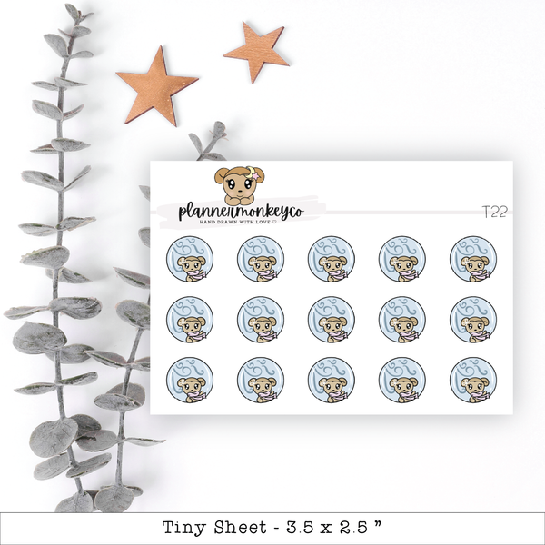 a sheet of stickers with a teddy bear on it