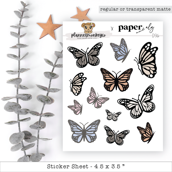 a sheet of paper with a bunch of butterflies on it