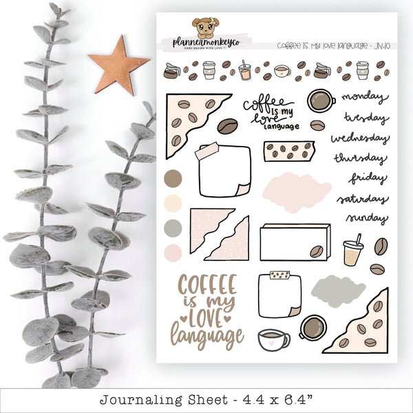 a sticker sheet with coffee is my love language
