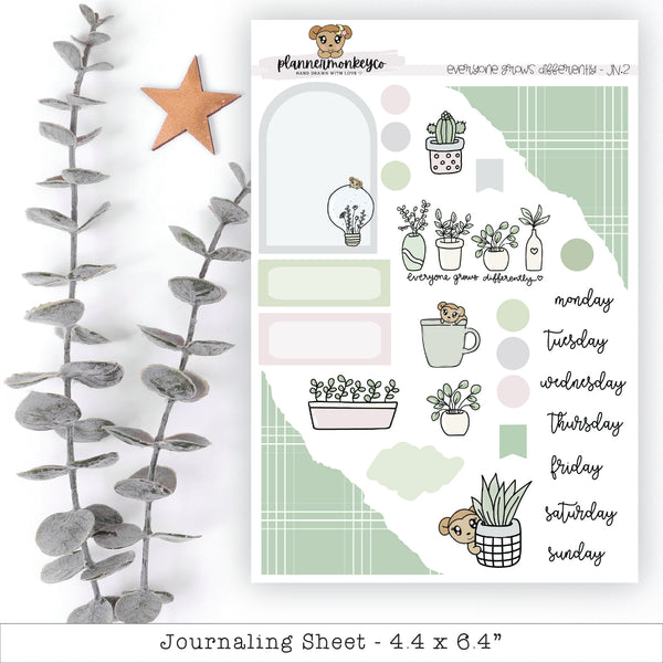 a sheet of stickers with plants and a star